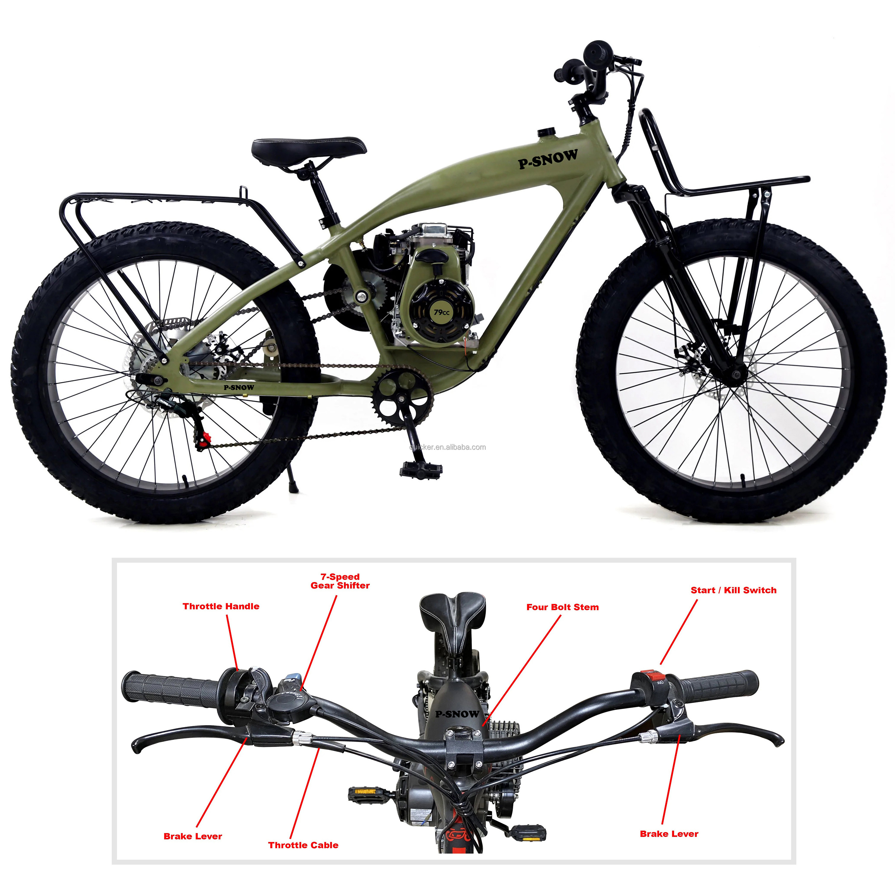 4 Stroke Motorized Bicycle 79cc/80cc gas tank frame racing motor gas bike scooter moped bicycle