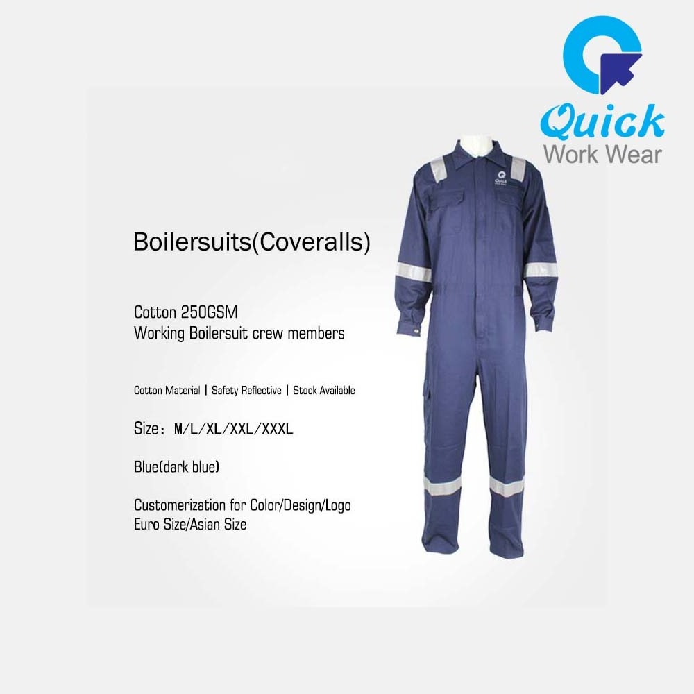 labor work clothes Coverall Workwear 100% Cotton Boiler suit Working Coveralls with reflective tape HOBOND BLUE WHITE ORANGE