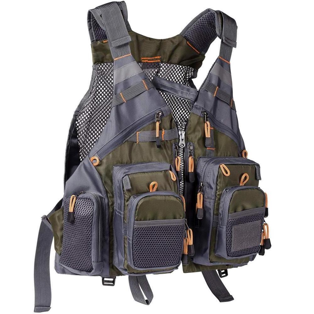 Fly Hunting Fishing Mesh Vest Adjustable Mutil Pocket Outdoor Sport Vest Tongcamo Outdoor Fishing Vest with Hiking Climbing Rive