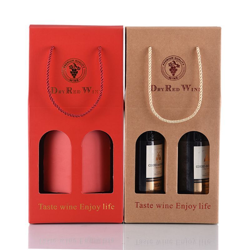 Wholesale Cheap Corrugated Paper Wine Packing Box Custom Logo Printed Portable Gift Wine Packaging