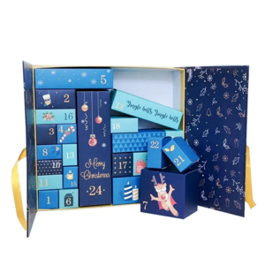 Custom Advent Calendar Empty Luxury Cardboard Paper Gift Beauty Cosmetic Packaging Countdown Christmas Advent Calendar Box