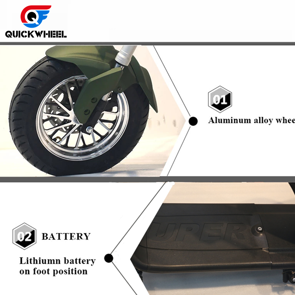 Two Wheel 1500/2000W Quickwheel Electric Scooter Tricycle Motorcycle With Sidecar