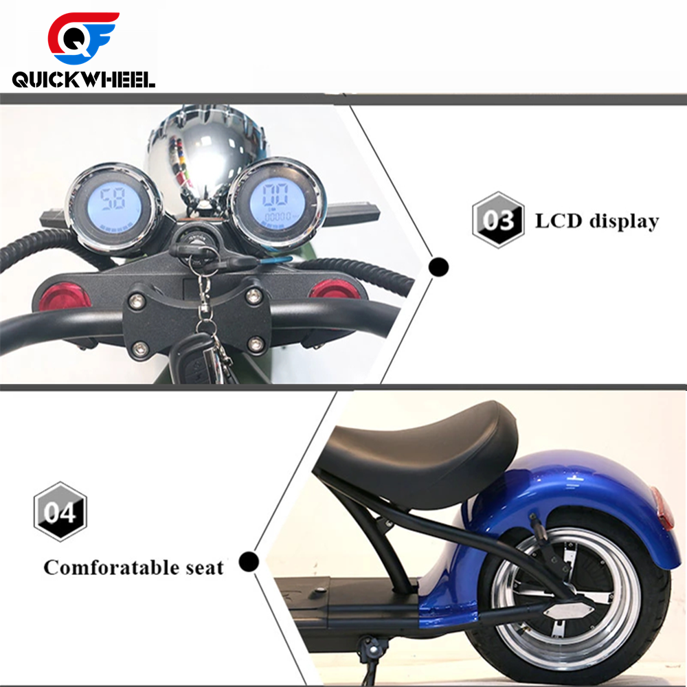 Two Wheel 1500/2000W Quickwheel Electric Scooter Tricycle Motorcycle With Sidecar