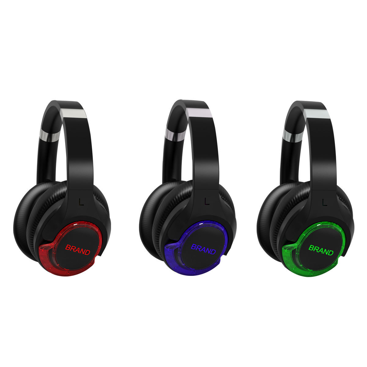 F18  Long Rang Party Led foldable Wireless Hi-fi Stereo Sound 3  multi  channel silent disco wireless headphone and transmitter