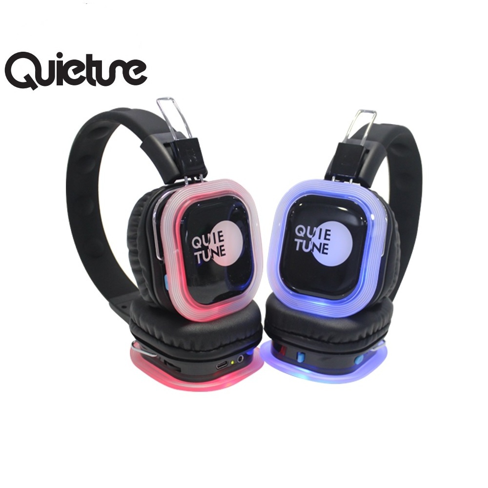 wholesale wireless silent disco headphones with transmitter earphones party equipment rental foldable headset FM control