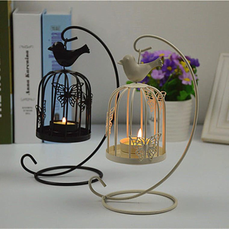 Home decoration props dining tabliron storm lantern craftwork creative Birdcage Candlestick wedding iron candle stick