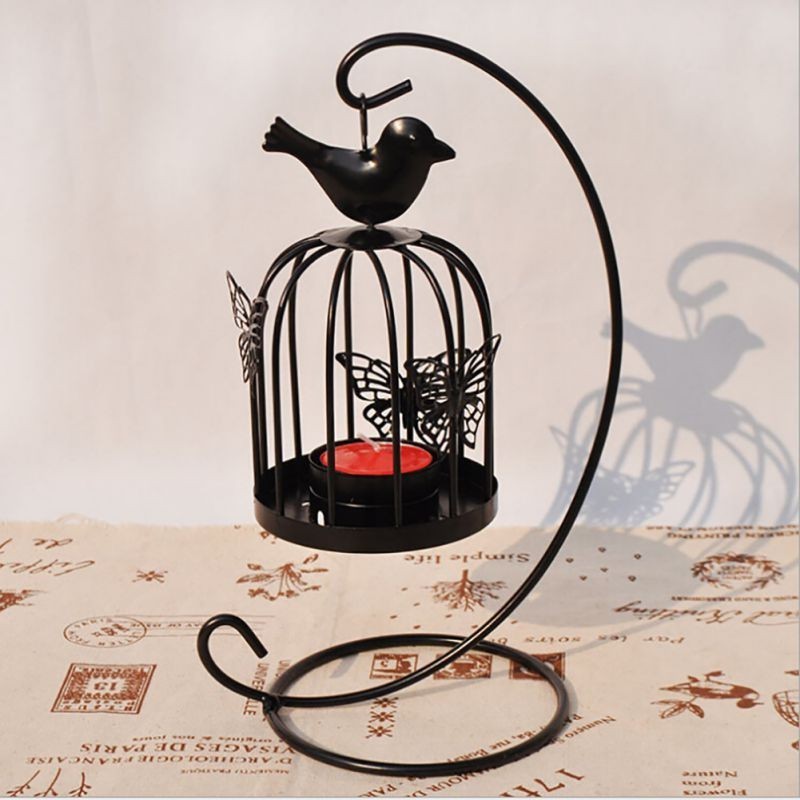 Home decoration props dining tabliron storm lantern craftwork creative Birdcage Candlestick wedding iron candle stick