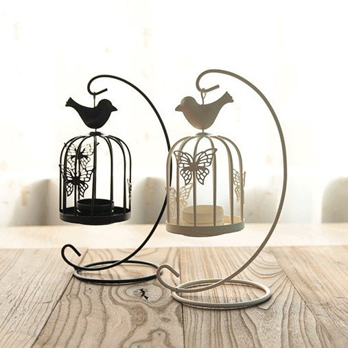 Home decoration props dining tabliron storm lantern craftwork creative Birdcage Candlestick wedding iron candle stick