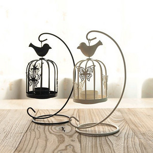 Home decoration props dining tabliron storm lantern craftwork creative Birdcage Candlestick wedding iron candle stick