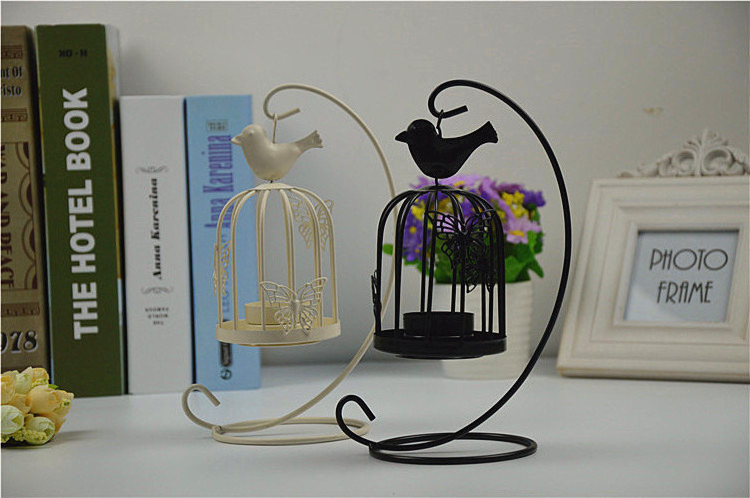 Home decoration props dining tabliron storm lantern craftwork creative Birdcage Candlestick wedding iron candle stick