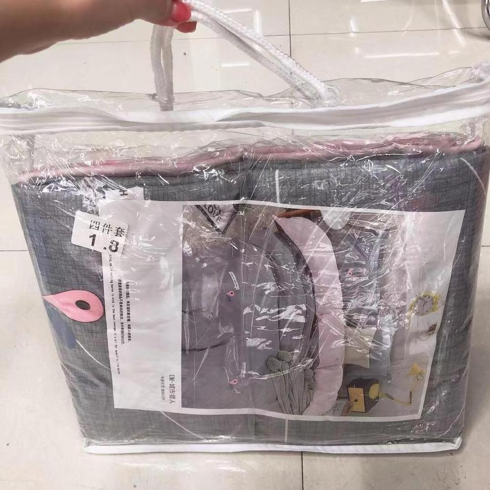 Transparent Plastic packaging bag with zipper for blanket and bedding sets of 4 pieces pvc bag