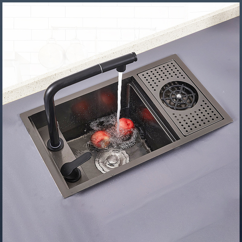 Hidden Stainless Steel bar Sink With Glass Rinser