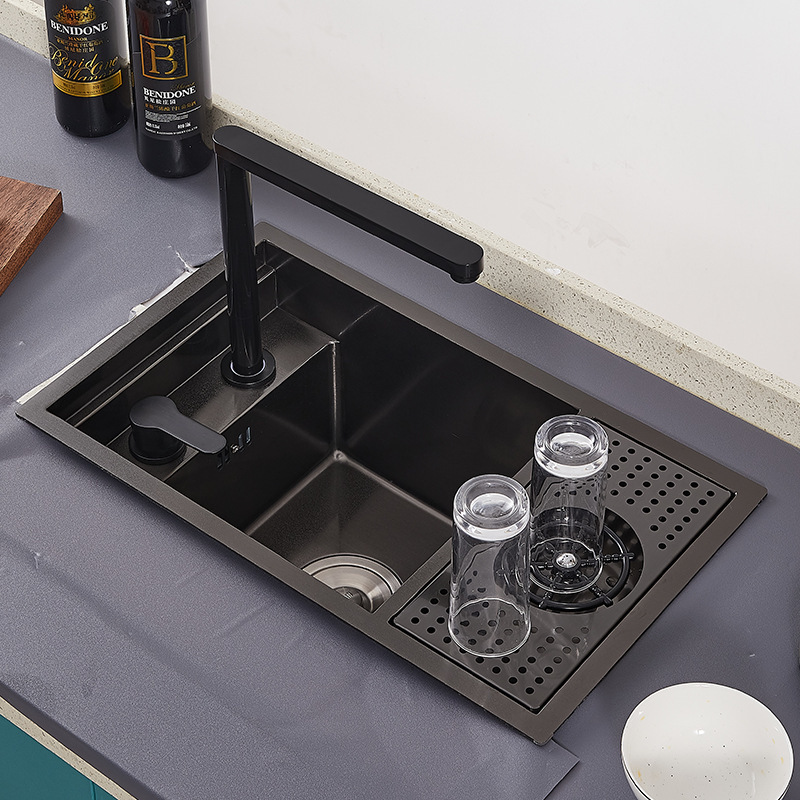 Hidden Stainless Steel bar Sink With Glass Rinser