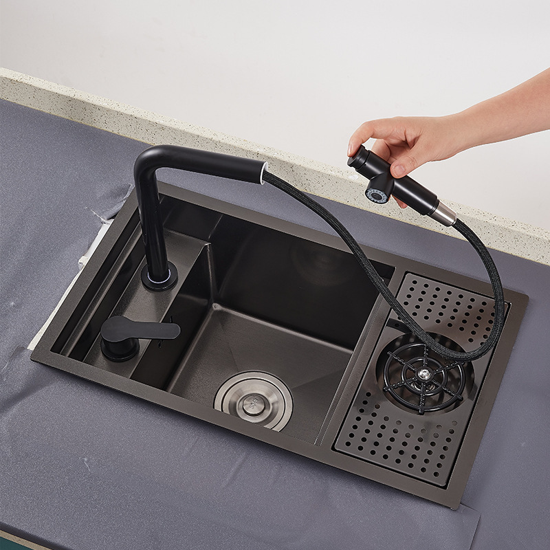 Hidden Stainless Steel bar Sink With Glass Rinser