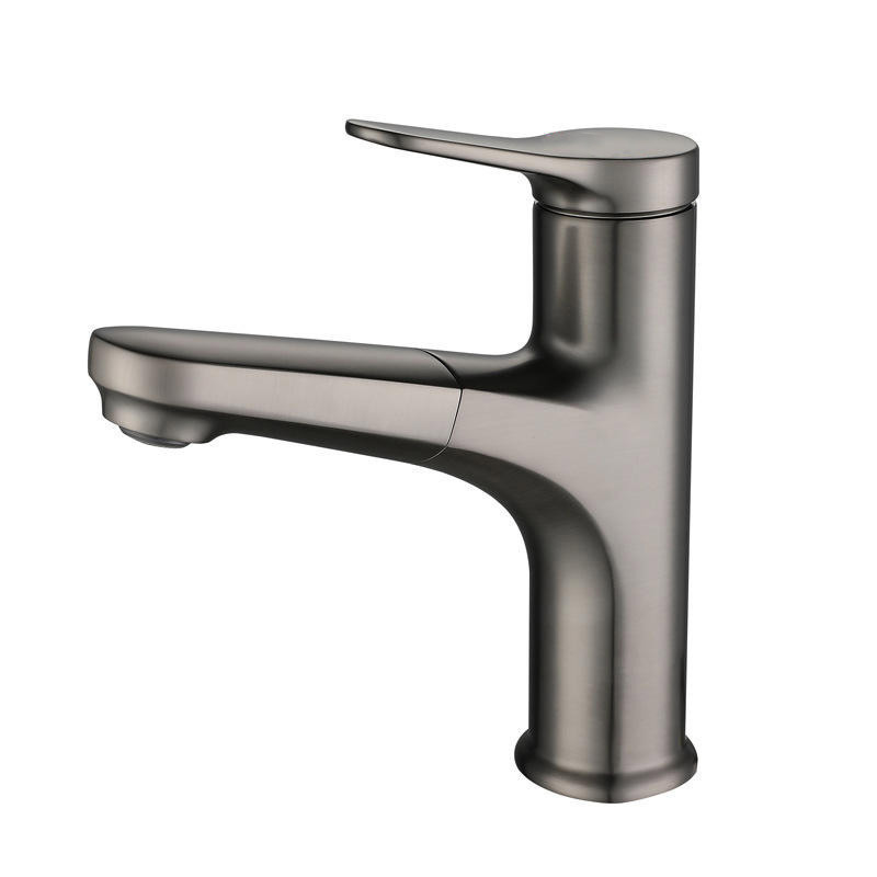 Brass Gun Metal Pull Out Bathroom Basin Faucet