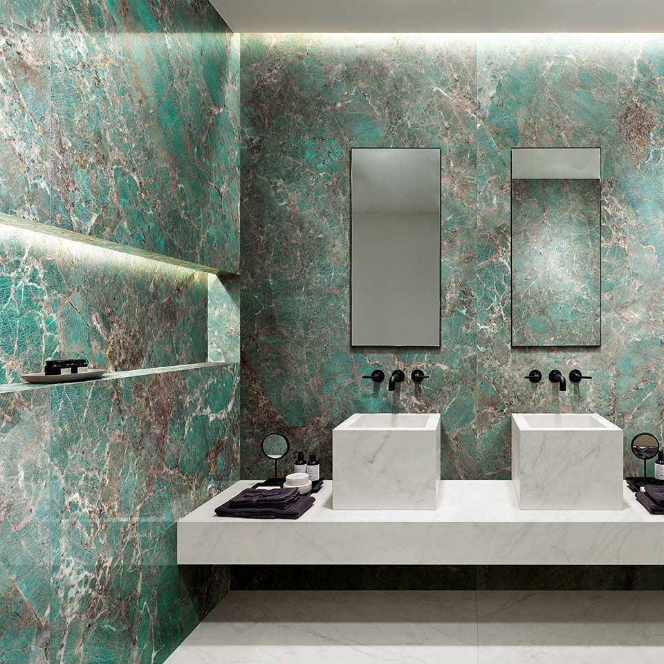 Polished Glazed Slab Amazon Green Chinese Style Tile Porcelain Wall And Floor Sintered Stone For Hotel And Home Use