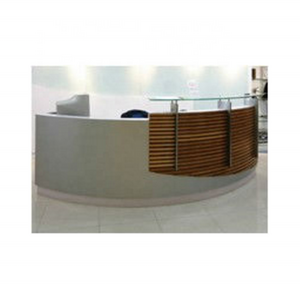 Chinese manufacturer office furniture circular solid wood front counter table reception desk