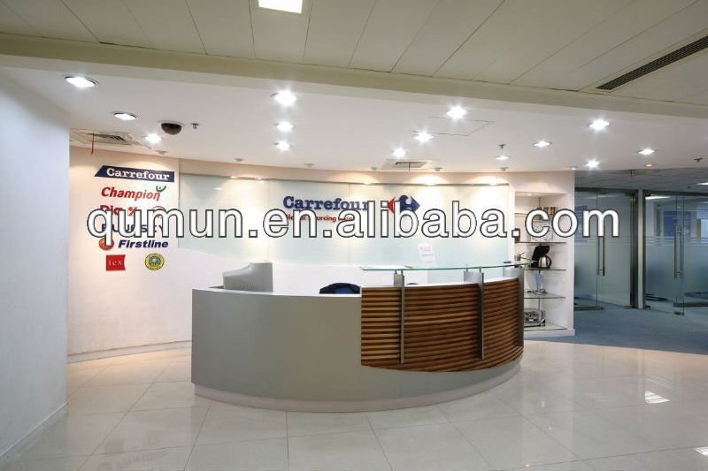 Custom Modern Wood Led Salon Gym Shop Cash Small Counter Hotel Salon Spa White Marble Reception Desk for Sale