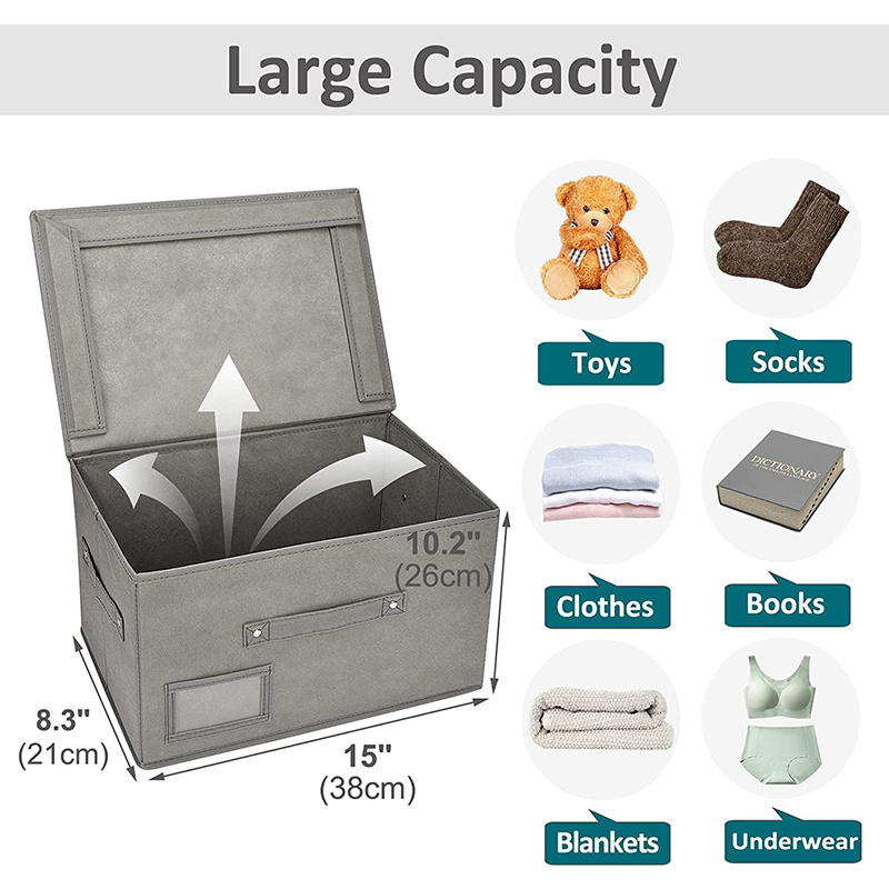 Large Capacity Wardrobe Non woven Fabric Storage Box Closet Organizer Box of Bedroom Foldable Storage Box with Handle and Lid