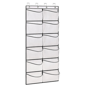 Extra Large Rack Fabric Shoes Organizer Transparent Foldable Hanging Bag Over The Door 12 Pockets Mesh Storage Bag of Clothes