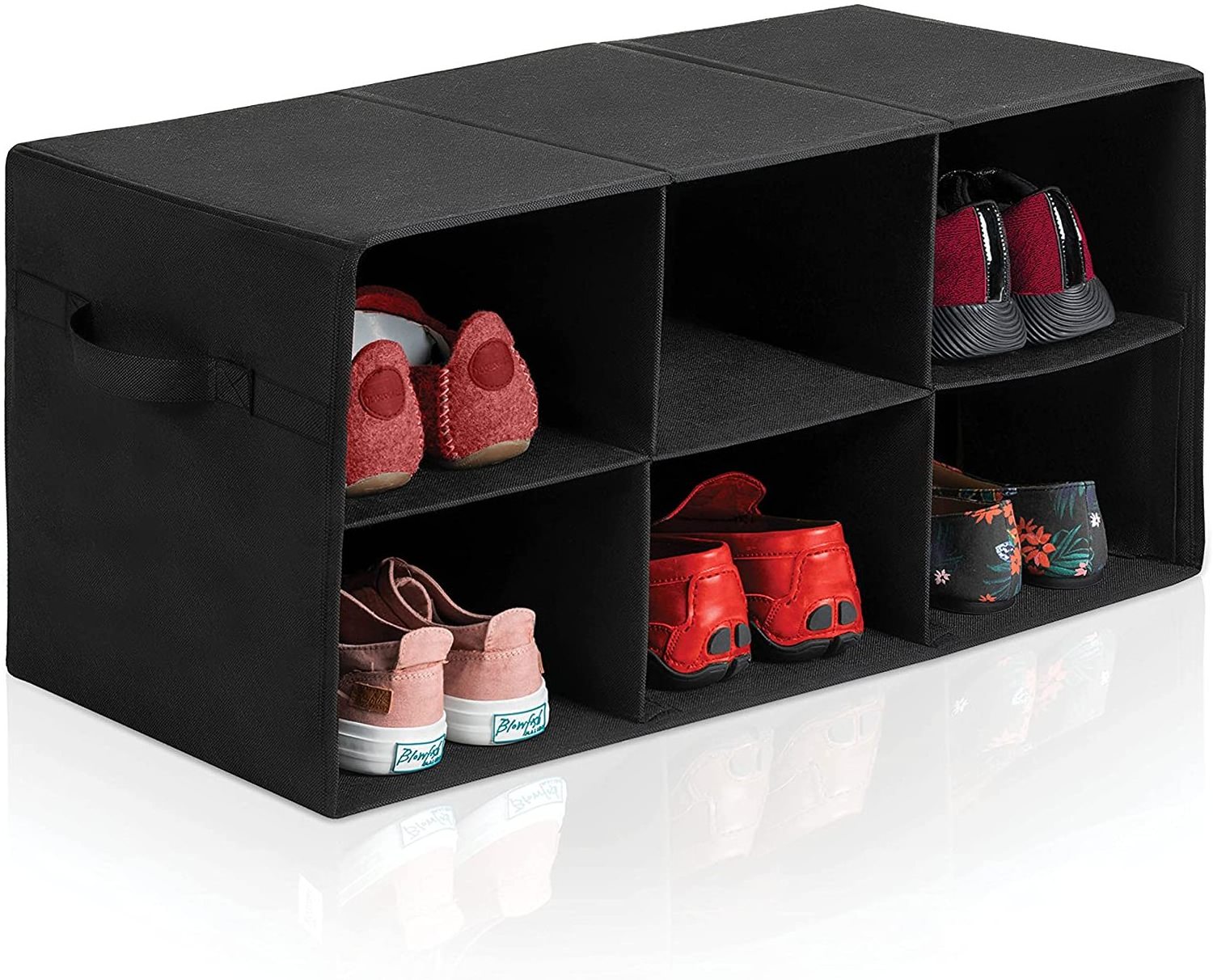 Custom foldable storage box 6 lattice freestanding storage box with handle Foldable storage box for household shoe organizer