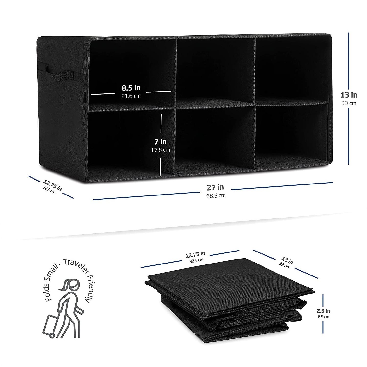 Custom foldable storage box 6 lattice freestanding storage box with handle Foldable storage box for household shoe organizer