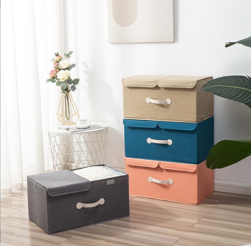 Foldable storage box Household drawer storage box with cover Bedroom clothes and pants folding storage box