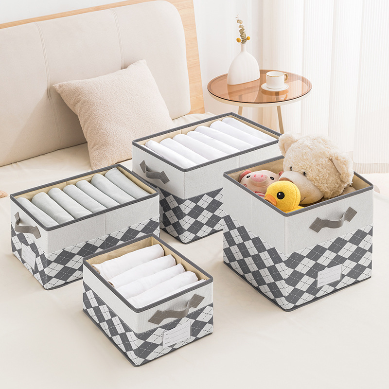 3pcs Fabric Cube Foldable Storage Box Desktop Collapsible Storage Box for Toy Closet Clothes Folding Organizer with Metal Handle