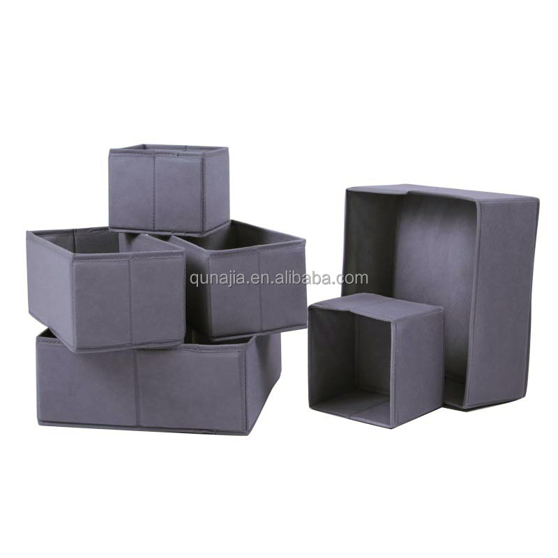 Grey Non-woven Fabric Clothing Organizer for Underwear Socks Organizador de ropa Closet Dresser Foldable Set of 6 Storage Boxes