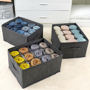 Clothes Organizer Collapsible Storage Box for Jeans Pants Towel T-shirt 12 Grids Washable Fabric Drawers Organizer with handle