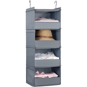 Custom Foldable Collapsible Closet Storage Organizer with 4 pockets Storage Hanging Bag 4-Shelf Hanging Closet Organizers