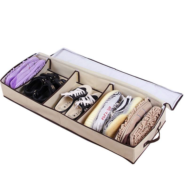 Non-woven Fabric Adjustable Cardboard Dividers Shoe Storage Organizer for Closet Fits 5 Pairs Underbed Shoe Storage Bag