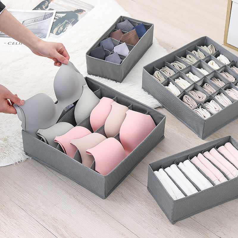 5 grids Non-woven Fabric Drawer Organizer for Bra & Socks Wardrobe Drawer Dividers for Clothes Underwear Foldable Storage Box