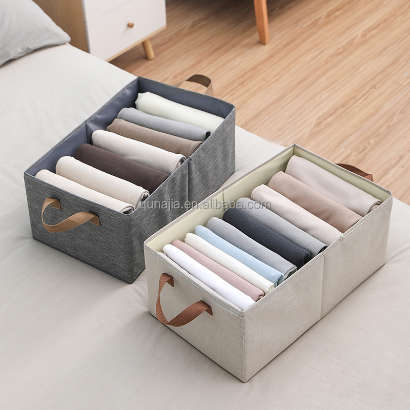 Collapsible Clothes Organizer for Jeans Washable Fabric Closet Storage Box Drawers Foldable Clothing Storage Bins with Handle