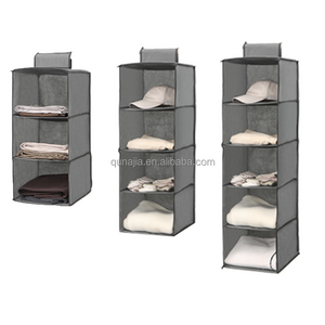 Non-woven Fabric Foldable Hanging Shelves for Closet Folding Hanging Storage Bag 6 grids Closet Organizer for Clothes