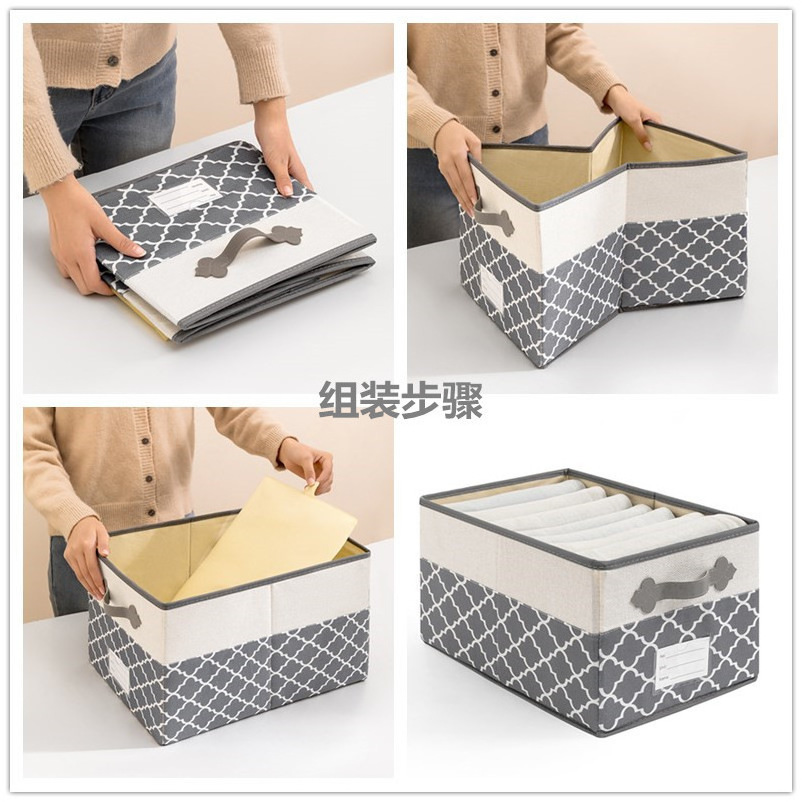 3pcs Fabric Cube Foldable Storage Box Desktop Collapsible Storage Box for Toy Closet Clothes Folding Organizer with Metal Handle