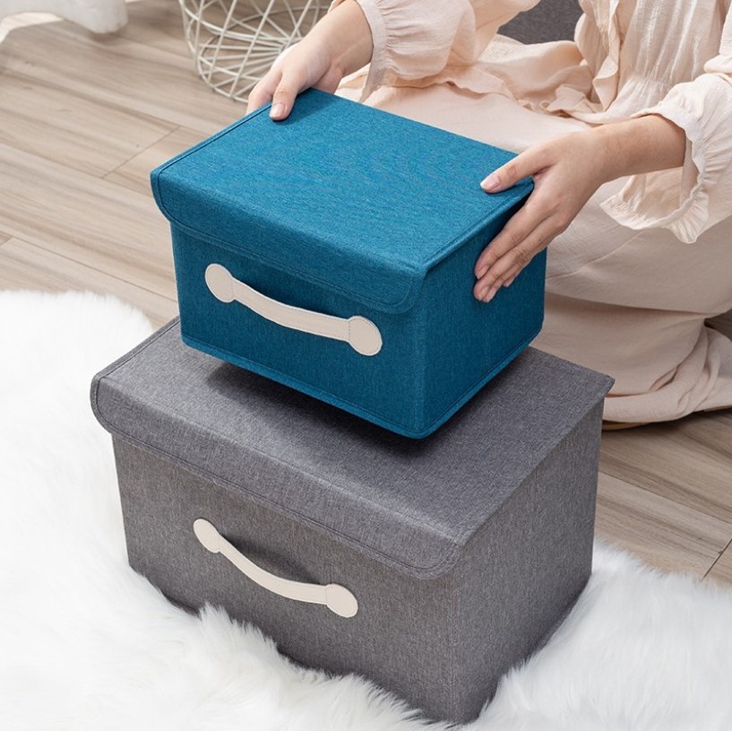 Foldable storage box Household drawer storage box with cover Bedroom clothes and pants folding storage box