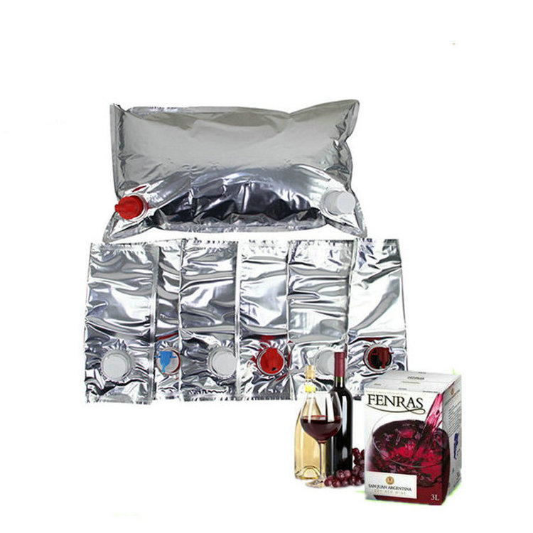 aluminum foil wine bag, juice, water, oil bag in box with tap valve