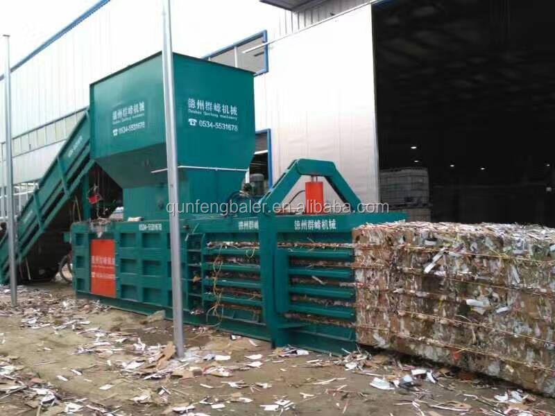 horizontal hydraulic press baler waste paper, cardboard, PET compactor, baling machine with conveyor