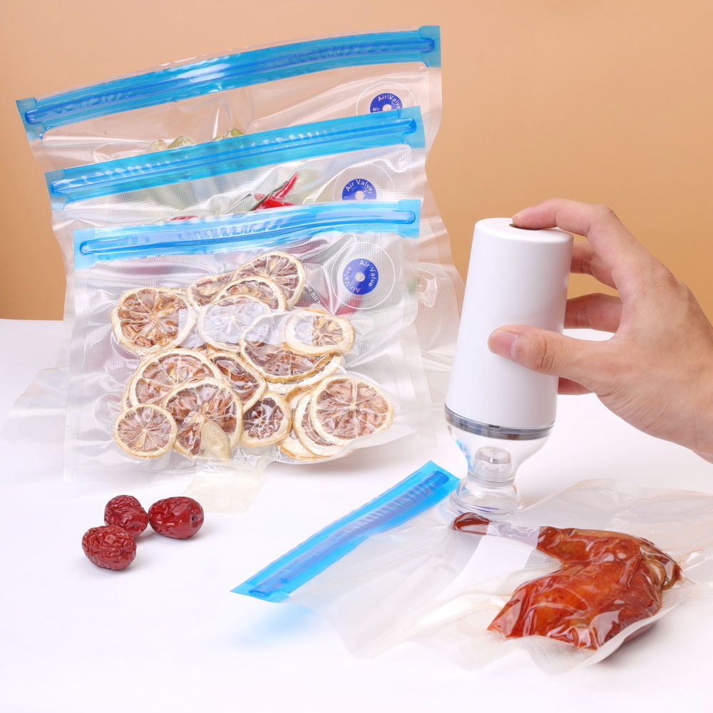 Food Saver Air Valve Vacuum Sealer Bags Reusable Vacuum Zipper Bag For Food