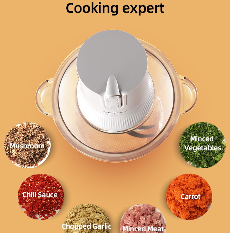 2L Multifunctional Stainless Steel Electric Meat Grinder Two Speed Meat Chopper Automatic Mincing Machine Food Processor