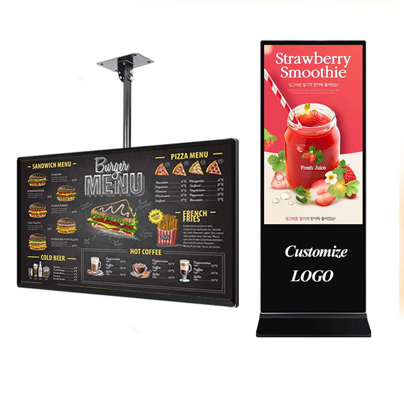 21.5 27 32 43 50 55 65 inch 4K HD Wall mount non-touch portable advertising display digital signage and displays