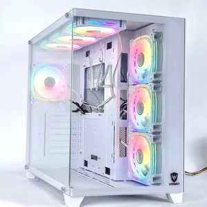 SATE(K897 7fans)Hot Selling Top Brand Gaming Pc Case Tempered Glass Full View Desktop Computer Case RGB Fan ATX Case PC Cabinet