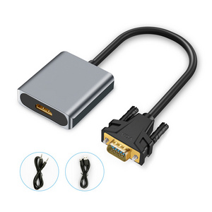 VGA to HDMI converter cable with audio and high-definition video adapter Huawei Xiaomi laptop connected to TV monitor projector