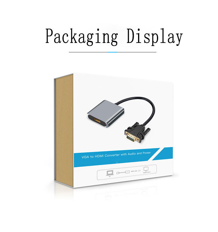 VGA to HDMI converter cable with audio and high-definition video adapter Huawei Xiaomi laptop connected to TV monitor projector