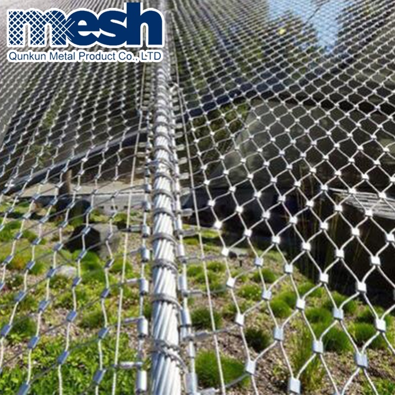 Stainless steel wire rope mesh net rock fall protection fence stainless steel flexible wire mesh netting