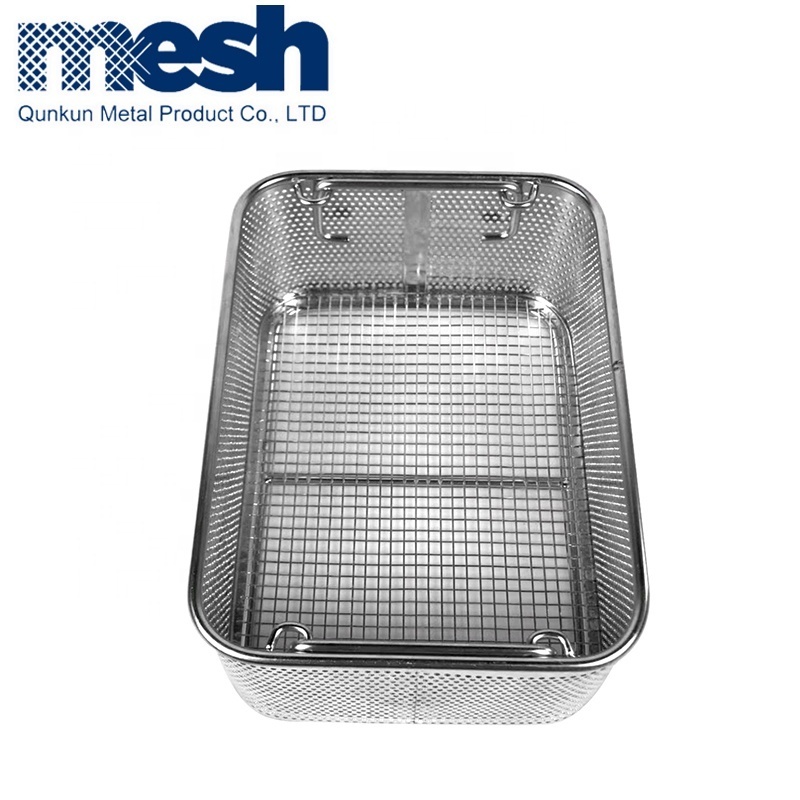 stainless Steel Sterilizing Baskets Electrolytic Polishing Surgical Instrument Tray without Handle Surgical Instrument Basket