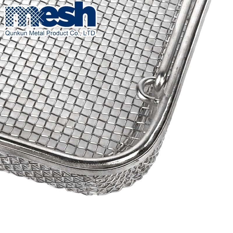 stainless Steel Sterilizing Baskets Electrolytic Polishing Surgical Instrument Tray without Handle Surgical Instrument Basket