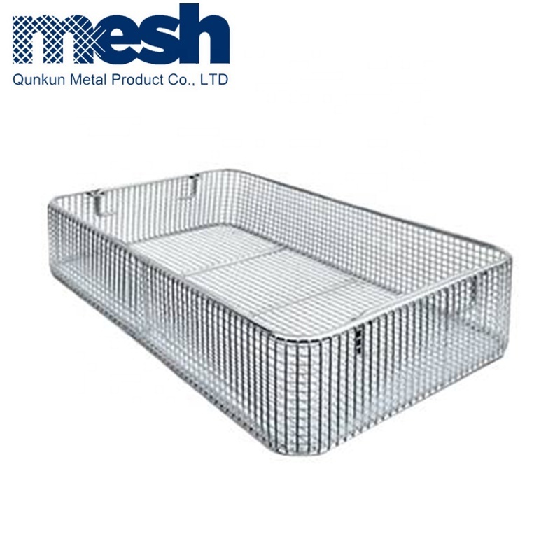 stainless Steel Sterilizing Baskets Electrolytic Polishing Surgical Instrument Tray without Handle Surgical Instrument Basket