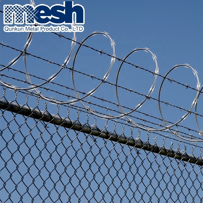 Cheap security used chain link fence with razor blade for sale